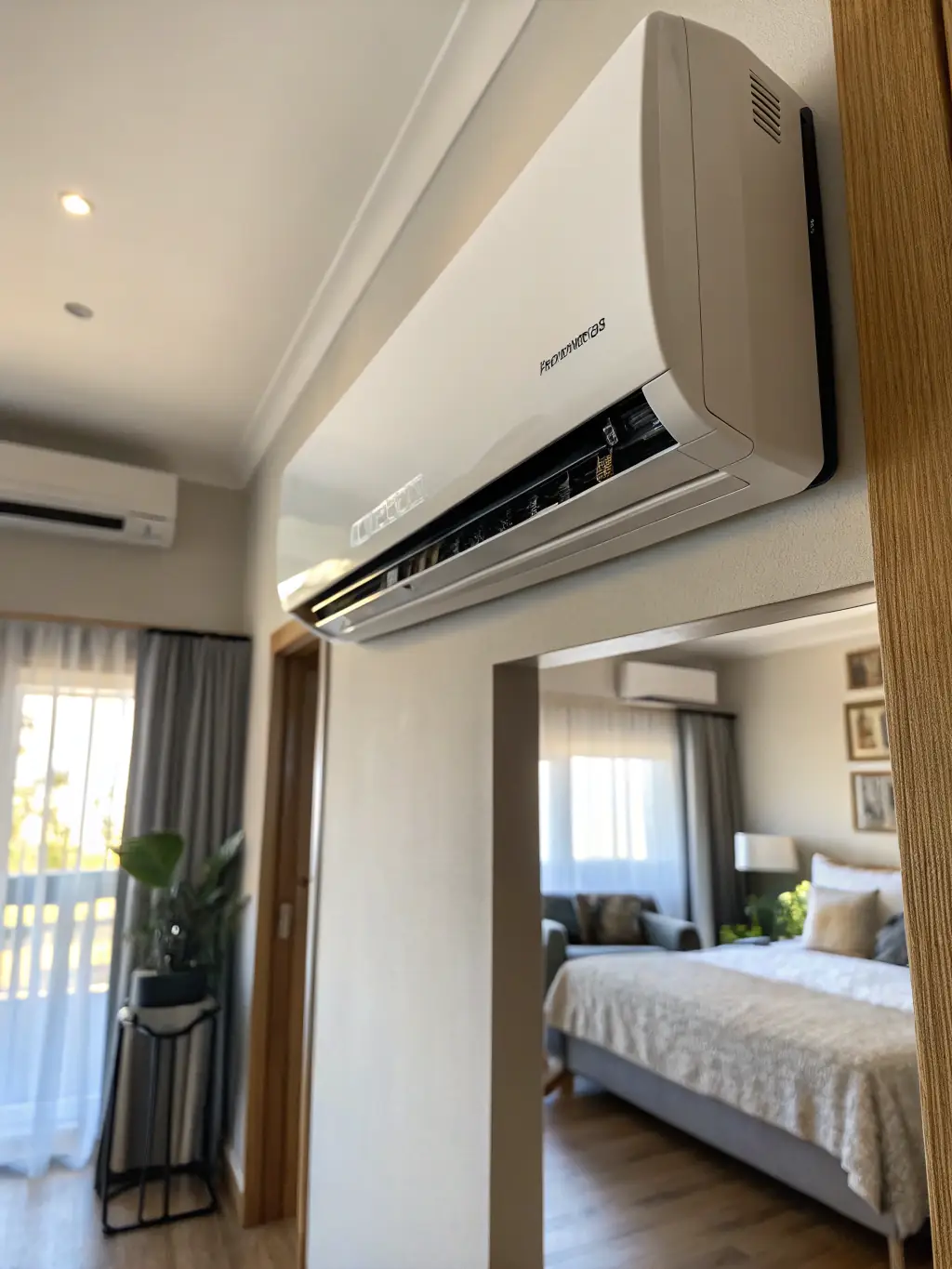 A picture of air conditioning unit in a room, highlighting the climate control feature available at Mernat Pansiyon.